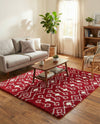 Berber Lattice Shag Collection Area Rug - Atlas (Burgundy Red) Square Burgundy Red  lifestyle 42