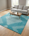 Seychelles Stripes Collection Area Rug - Mahe (Turquoise) Square Turquoise  lifestyle 20