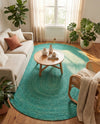 Woven Seaside Jute Collection Area Rug - Savannah (Turquoise) Oval Turquoise  lifestyle 58