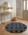 Hollywood Luxe Collection Area Rug -  Beverly (Navy Blue Gold) Round Navy Blue Gold  lifestyle 33