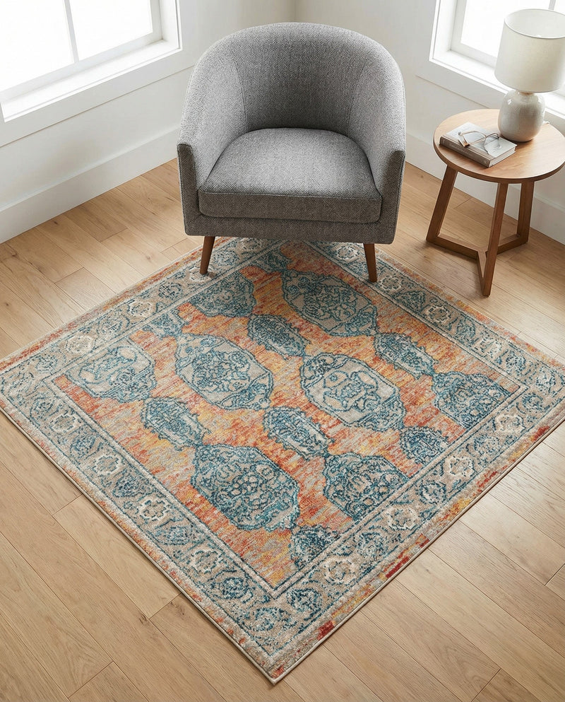 Seville Stripes Collection Area Rug -  Granada (Brick Red) Square Brick Red  lifestyle 17