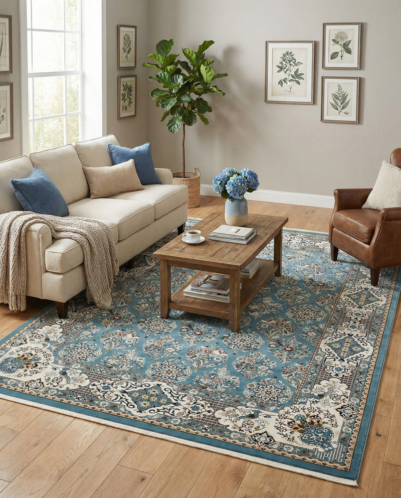 Persian Elegance Collection Area Rug -  Yazd Rectangle Blue  lifestyle 24